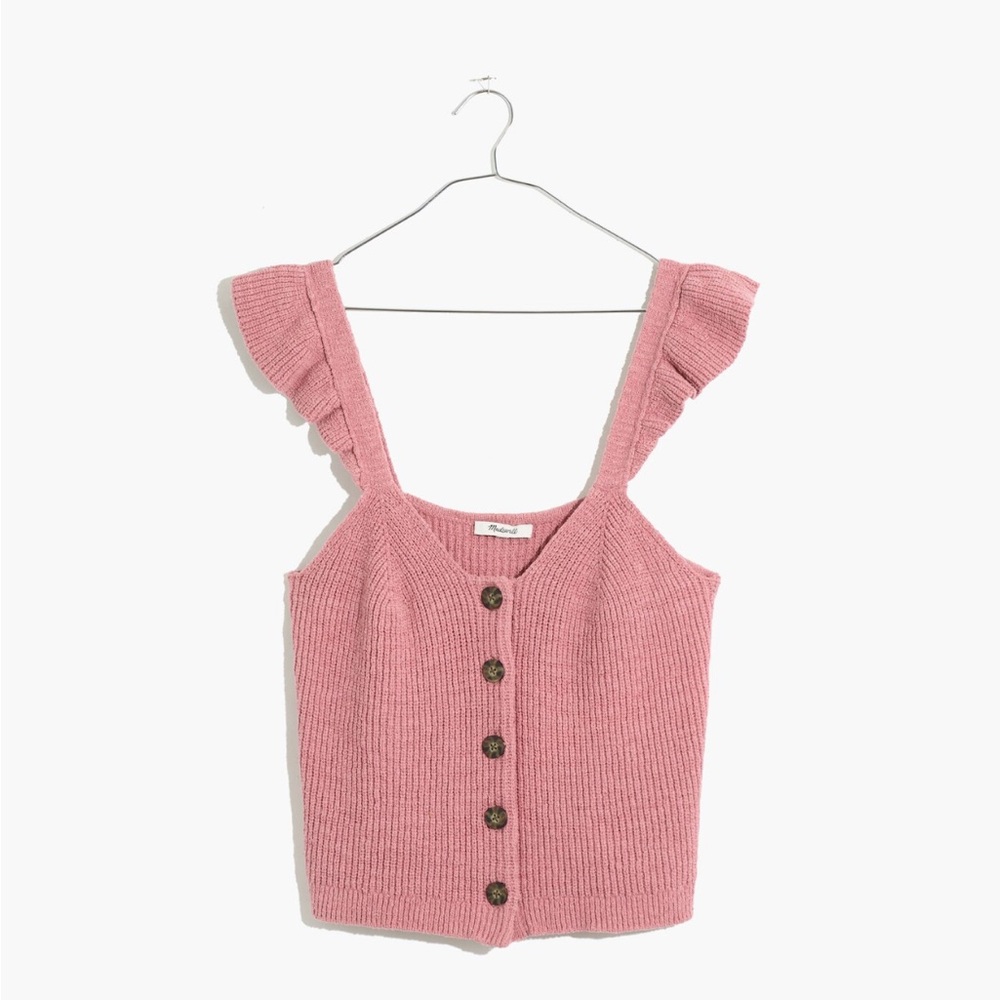 Pink Ruffle Strap Button-Down Top - image 1